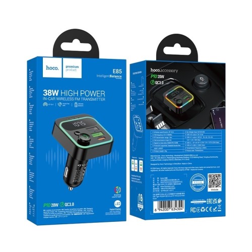 FM BANGŲ MODULIATORIUS HOCO E85 PD20W+QC3.0 FM BANGŲ MODULIATORIUS HOCO E85 PD20W+QC3.0