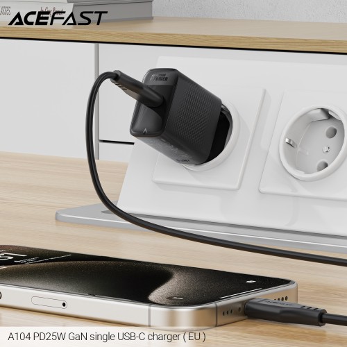 ĮKROVIKLIS ACEFAST A104 25W GAN USB-C JUODAS ĮKROVIKLIS ACEFAST A104 25W GAN USB-C JUODAS