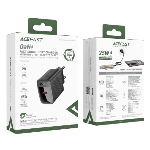 ĮKROVIKLIS ACEFAST A104 25W GAN USB-C JUODAS ĮKROVIKLIS ACEFAST A104 25W GAN USB-C JUODAS