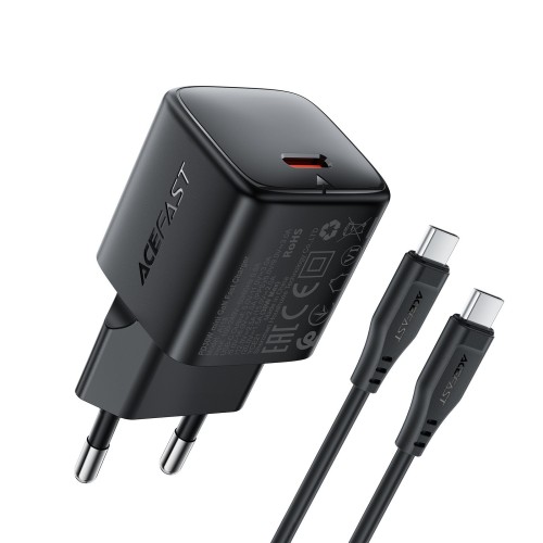 ĮKROVIKLIS ACEFAST A118 30W GAN USB-C + USB-C TO USB-C CABLE 1.2M JUODAS ĮKROVIKLIS ACEFAST A118 30W GAN USB-C + USB-C TO USB-C CABLE 1.2M JUODAS