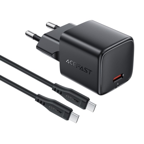 ĮKROVIKLIS ACEFAST A118 30W GAN USB-C + USB-C TO USB-C CABLE 1.2M JUODAS ĮKROVIKLIS ACEFAST A118 30W GAN USB-C + USB-C TO USB-C CABLE 1.2M JUODAS