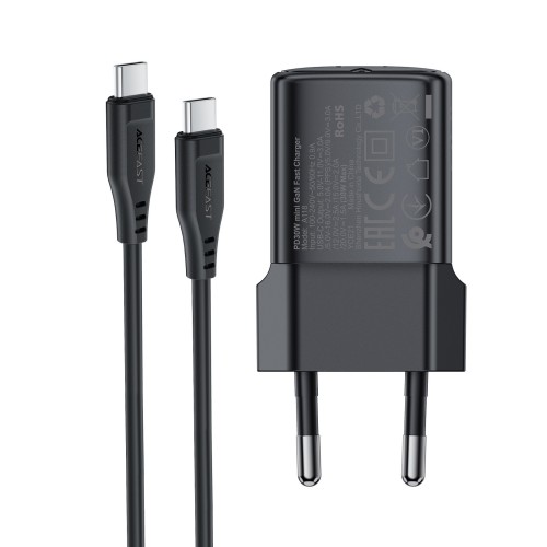 ĮKROVIKLIS ACEFAST A118 30W GAN USB-C + USB-C TO USB-C CABLE 1.2M JUODAS ĮKROVIKLIS ACEFAST A118 30W GAN USB-C + USB-C TO USB-C CABLE 1.2M JUODAS