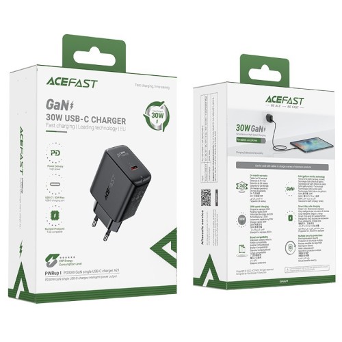 ĮKROVIKLIS ACEFAST A21 30W GAN USB-C JUODAS ĮKROVIKLIS ACEFAST A21 30W GAN USB-C JUODAS