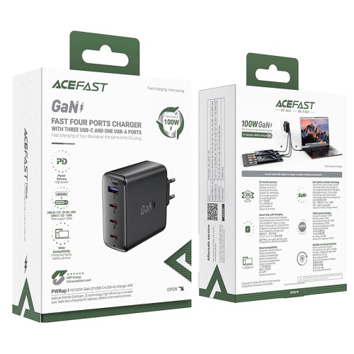 ĮKROVIKLIS ACEFAST A94 100W GAN 3XUSB-C/USB-A JUODAS ĮKROVIKLIS ACEFAST A94 100W GAN 3XUSB-C/USB-A JUODAS