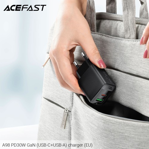 ĮKROVIKLIS ACEFAST A98 30W GAN USB-C/USB-A JUODAS ĮKROVIKLIS ACEFAST A98 30W GAN USB-C/USB-A JUODAS