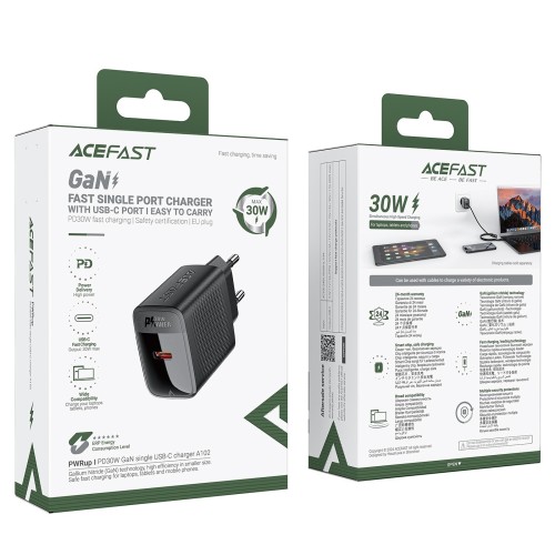ĮKROVIKLIS ACEFAST A98 30W GAN USB-C/USB-A JUODAS ĮKROVIKLIS ACEFAST A98 30W GAN USB-C/USB-A JUODAS