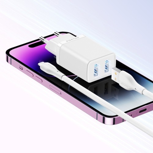 ĮKROVIKLIS AWEI C15L-EU 10W 2XUSB-A + USB-A TO LIGHTNING CABLE 1.0M BALTAS ĮKROVIKLIS AWEI C15L-EU 10W 2XUSB-A + USB-A TO LIGHTNING CABLE 1.0M BALTAS
