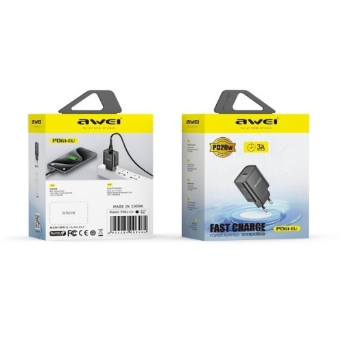 ĮKROVIKLIS AWEI PD61-EU 20W USB-C BALTAS ĮKROVIKLIS AWEI PD61-EU 20W USB-C BALTAS