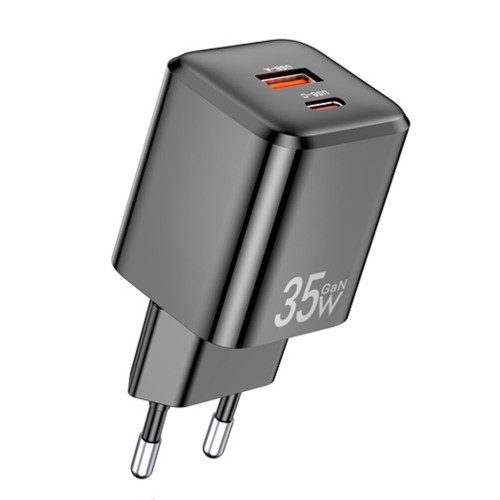 ĮKROVIKLIS AWEI PD66-EU 35W GAN USB-A/USB-C JUODAS ĮKROVIKLIS AWEI PD66-EU 35W GAN USB-A/USB-C JUODAS