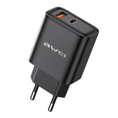 ĮKROVIKLIS AWEI PD81-EU 22.5W USB-A/USB-C JUODAS ĮKROVIKLIS AWEI PD81-EU 22.5W USB-A/USB-C JUODAS