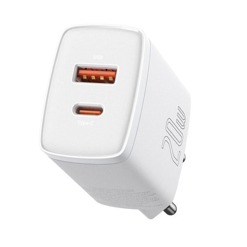 ĮKROVIKLIS BASEUS COMPACT QUICK CHARGER 20W USB-C/USB-A BALTAS CCXJ-B02 ĮKROVIKLIS BASEUS COMPACT QUICK CHARGER 20W USB-C/USB-A BALTAS CCXJ-B02