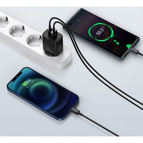 ĮKROVIKLIS BASEUS COMPACT QUICK CHARGER 20W USB-C/USB-A JUODAS CCXJ-B01