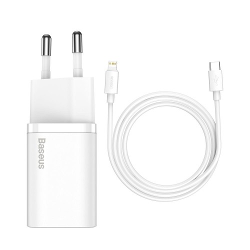 ĮKROVIKLIS BASEUS SUPER SI 20W USB-C + USB-C TO LIGHTNING CABLE 1.0M BALTAS TZCCSUP-B02 ĮKROVIKLIS BASEUS SUPER SI 20W USB-C + USB-C TO LIGHTNING CABLE 1.0M BALTAS TZCCSUP-B02