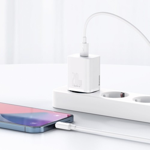 ĮKROVIKLIS BASEUS SUPER SI 20W USB-C + USB-C TO LIGHTNING CABLE 1.0M BALTAS TZCCSUP-B02 ĮKROVIKLIS BASEUS SUPER SI 20W USB-C + USB-C TO LIGHTNING CABLE 1.0M BALTAS TZCCSUP-B02