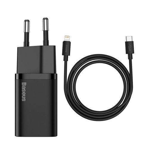 ĮKROVIKLIS BASEUS SUPER SI 20W USB-C + USB-C TO LIGHTNING CABLE 1.0M JUODAS TZCCSUP-B01 ĮKROVIKLIS BASEUS SUPER SI 20W USB-C + USB-C TO LIGHTNING CABLE 1.0M JUODAS TZCCSUP-B01