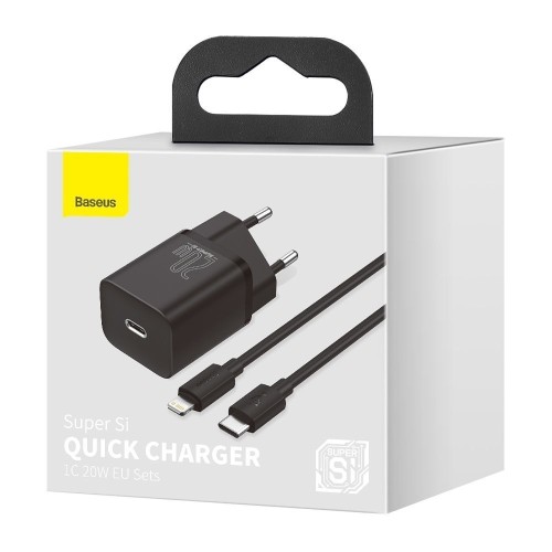 ĮKROVIKLIS BASEUS SUPER SI 20W USB-C + USB-C TO LIGHTNING CABLE 1.0M JUODAS TZCCSUP-B01 ĮKROVIKLIS BASEUS SUPER SI 20W USB-C + USB-C TO LIGHTNING CABLE 1.0M JUODAS TZCCSUP-B01