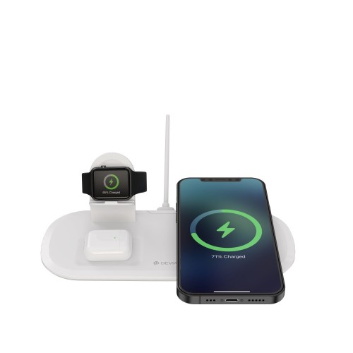 ĮKROVIKLIS BELAIDIS DEVIA 3IN1 SMART PHONE, APPLE WATCH, AIRPODS BALTAS