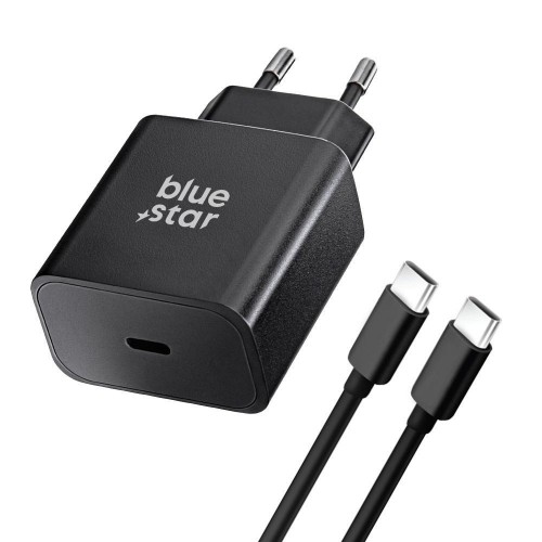 ĮKROVIKLIS BLUE STAR 25W USB-C + USB-C TO USB-C CABLE JUODAS ĮKROVIKLIS BLUE STAR 25W USB-C + USB-C TO USB-C CABLE JUODAS