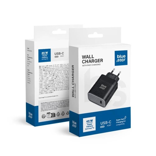 ĮKROVIKLIS BLUE STAR 45W USB-C JUODAS ĮKROVIKLIS BLUE STAR 45W USB-C JUODAS