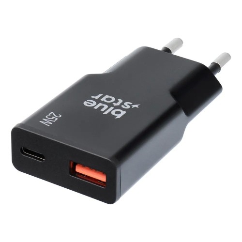 ĮKROVIKLIS BLUE STAR SLIM GAN 25W USB-C/USB-A JUODAS ĮKROVIKLIS BLUE STAR SLIM GAN 25W USB-C/USB-A JUODAS