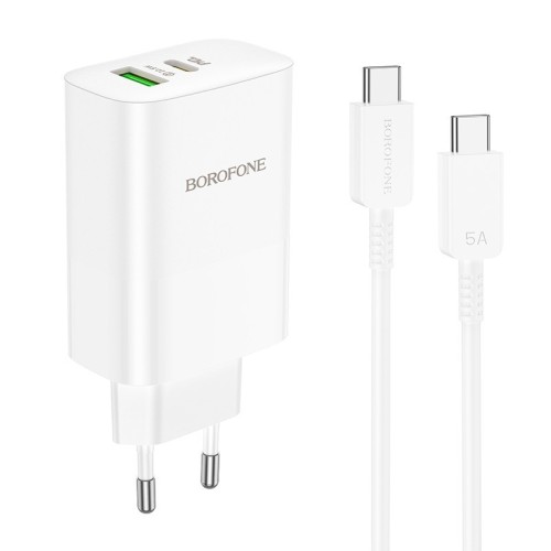 ĮKROVIKLIS BOROFONE BN10 65W GAN USB-C/USB-A + USB-C TO USB-C CABLE 1.0M BALTAS ĮKROVIKLIS BOROFONE BN10 65W GAN USB-C/USB-A + USB-C TO USB-C CABLE 1.0M BALTAS