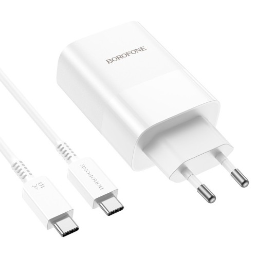 ĮKROVIKLIS BOROFONE BN10 65W GAN USB-C/USB-A + USB-C TO USB-C CABLE 1.0M BALTAS ĮKROVIKLIS BOROFONE BN10 65W GAN USB-C/USB-A + USB-C TO USB-C CABLE 1.0M BALTAS