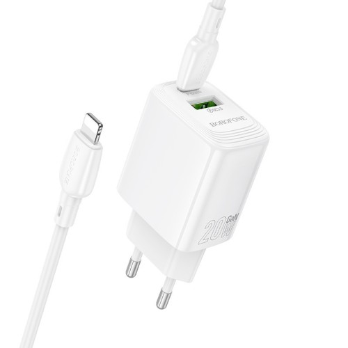 ĮKROVIKLIS BOROFONE BN27 20W USB-C/USB-A + USB-C TO LIGHTNING CABLE 1.0M BALTAS ĮKROVIKLIS BOROFONE BN27 20W USB-C/USB-A + USB-C TO LIGHTNING CABLE 1.0M BALTAS