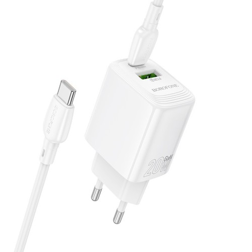 ĮKROVIKLIS BOROFONE BN27 20W USB-C/USB-A + USB-C TO USB-C CABLE 1.0M BALTAS ĮKROVIKLIS BOROFONE BN27 20W USB-C/USB-A + USB-C TO USB-C CABLE 1.0M BALTAS