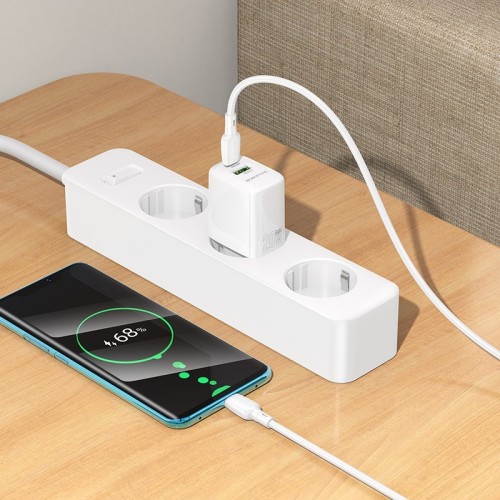 ĮKROVIKLIS BOROFONE BN27 20W USB-C/USB-A + USB-C TO USB-C CABLE 1.0M BALTAS ĮKROVIKLIS BOROFONE BN27 20W USB-C/USB-A + USB-C TO USB-C CABLE 1.0M BALTAS