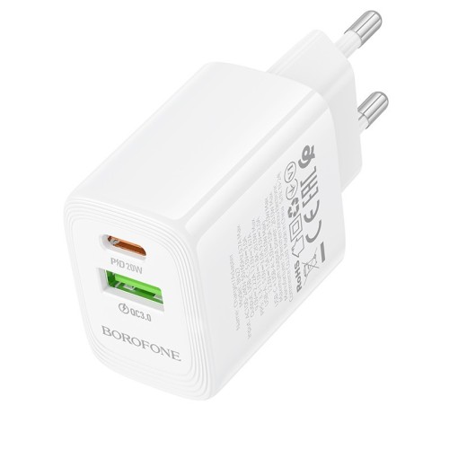 ĮKROVIKLIS BOROFONE BN27 20W USB-C/USB-A BALTAS ĮKROVIKLIS BOROFONE BN27 20W USB-C/USB-A BALTAS
