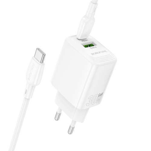 ĮKROVIKLIS BOROFONE BN29 30W USB-C/USB-A + USB-C TO USB-C CABLE 1.0M BALTAS ĮKROVIKLIS BOROFONE BN29 30W USB-C/USB-A + USB-C TO USB-C CABLE 1.0M BALTAS