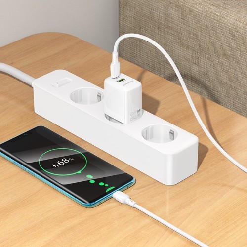 ĮKROVIKLIS BOROFONE BN29 30W USB-C/USB-A + USB-C TO USB-C CABLE 1.0M BALTAS ĮKROVIKLIS BOROFONE BN29 30W USB-C/USB-A + USB-C TO USB-C CABLE 1.0M BALTAS