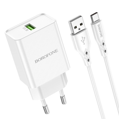 ĮKROVIKLIS BOROFONE BN5 18W USB-A + USB-A TO USB-C CABLE 1.0M BALTAS ĮKROVIKLIS BOROFONE BN5 18W USB-A + USB-A TO USB-C CABLE 1.0M BALTAS