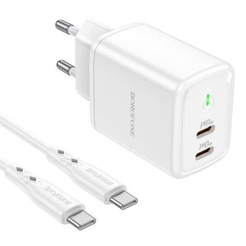 ĮKROVIKLIS BOROFONE BN9 35W 2XUSB-C + USB-C TO USB-C CABLE 1.0M BALTAS ĮKROVIKLIS BOROFONE BN9 35W 2XUSB-C + USB-C TO USB-C CABLE 1.0M BALTAS