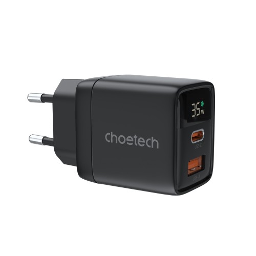 ĮKROVIKLIS CHOETECH PD6052 35W USB-C/USB-A JUODAS ĮKROVIKLIS CHOETECH PD6052 35W USB-C/USB-A JUODAS