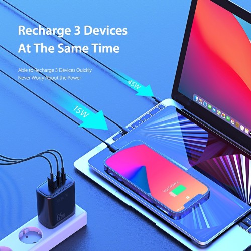 ĮKROVIKLIS DUX DUCIS C110 2XPD + QUICK CHARGE 3.0 JUODAS
