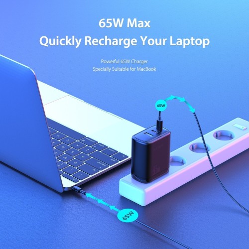 ĮKROVIKLIS DUX DUCIS C110 2XPD + QUICK CHARGE 3.0 JUODAS