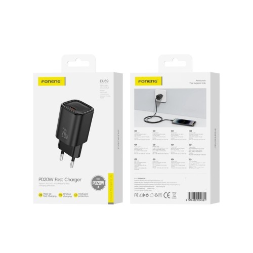 ĮKROVIKLIS FONENG EU69 20W USB-C JUODAS