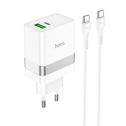 ĮKROVIKLIS HOCO N21 30W USB-C/USB-A + USB-C TO USB-C CABLE 1.0M BALTAS ĮKROVIKLIS HOCO N21 30W USB-C/USB-A + USB-C TO USB-C CABLE 1.0M BALTAS