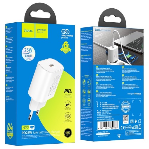 ĮKROVIKLIS HOCO N22 25W USB-C BALTAS