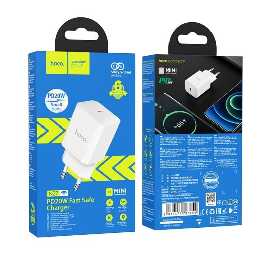 ĮKROVIKLIS HOCO N27 20W USB-C BALTAS