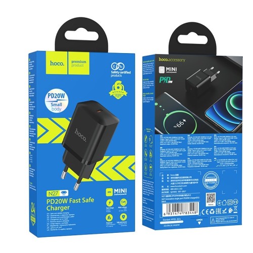 ĮKROVIKLIS HOCO N27 20W USB-C JUODAS ĮKROVIKLIS HOCO N27 20W USB-C JUODAS