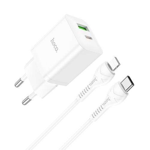 ĮKROVIKLIS HOCO N28 20W USB-C/USB-A + USB-C TO LIGHTNING CABLE 1.0M BALTAS ĮKROVIKLIS HOCO N28 20W USB-C/USB-A + USB-C TO LIGHTNING CABLE 1.0M BALTAS