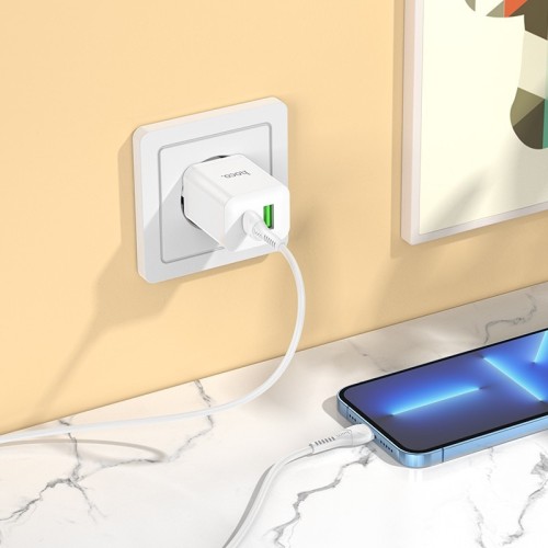 ĮKROVIKLIS HOCO N28 20W USB-C/USB-A BALTAS