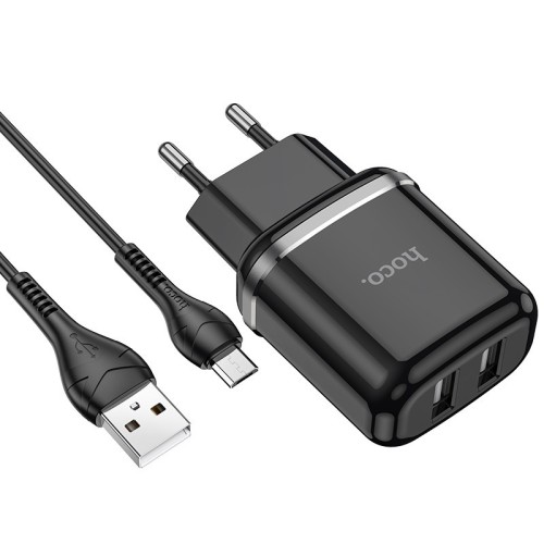 ĮKROVIKLIS HOCO N4 12W 2XUSB-A + USB-A TO MICROUSB CABLE 1.0M JUODAS ĮKROVIKLIS HOCO N4 12W 2XUSB-A + USB-A TO MICROUSB CABLE 1.0M JUODAS