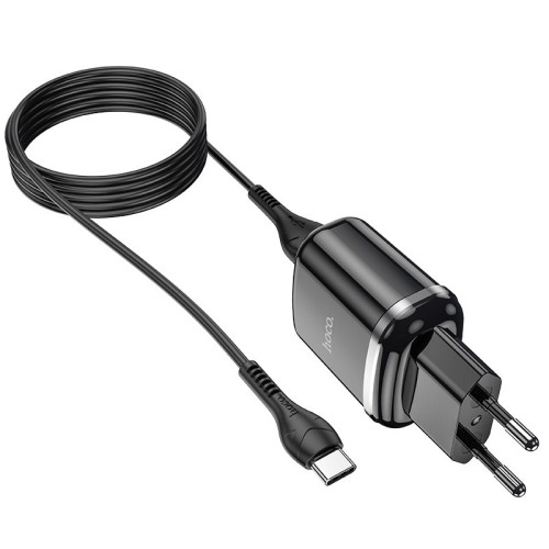 ĮKROVIKLIS HOCO N4 12W 2XUSB-A + USB-A TO USB-C CABLE 1.0M JUODAS