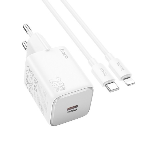 ĮKROVIKLIS HOCO N40 20W USB-C + USB-C TO LIGHTNING CABLE 1.0M BALTAS ĮKROVIKLIS HOCO N40 20W USB-C + USB-C TO LIGHTNING CABLE 1.0M BALTAS