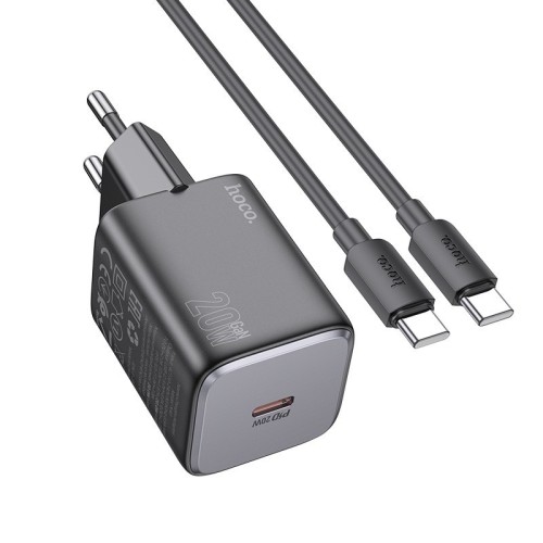 ĮKROVIKLIS HOCO N40 20W USB-C + USB-C TO USB-C CABLE 1.0M JUODAS ĮKROVIKLIS HOCO N40 20W USB-C + USB-C TO USB-C CABLE 1.0M JUODAS