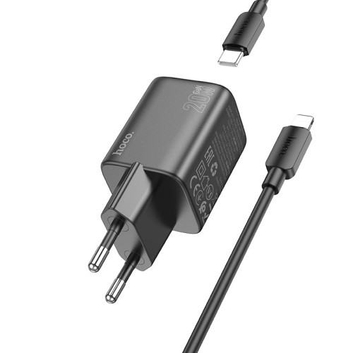 ĮKROVIKLIS HOCO N41 20W GAN USB-A/USB-C + USB-C TO LIGHTNING CABLE 1.0M JUODAS ĮKROVIKLIS HOCO N41 20W GAN USB-A/USB-C + USB-C TO LIGHTNING CABLE 1.0M JUODAS
