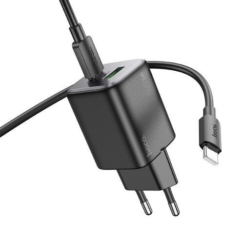ĮKROVIKLIS HOCO N41 20W GAN USB-A/USB-C + USB-C TO USB-C CABLE 1.0M JUODAS